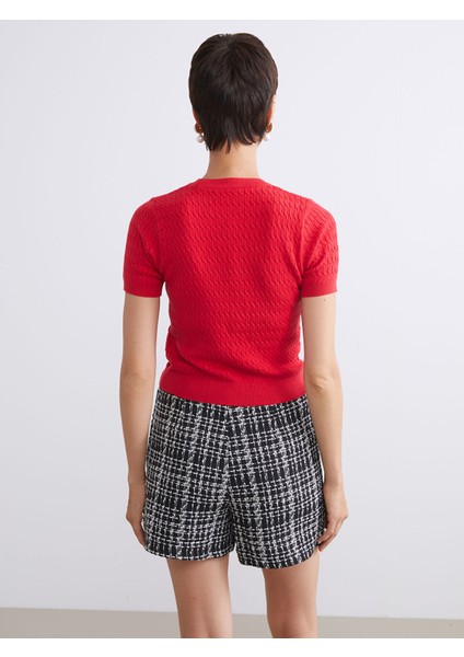 Yeni Sezon Bisiklet Yaka Kendinden Desenli Kadın Triko Kazak fırsatları