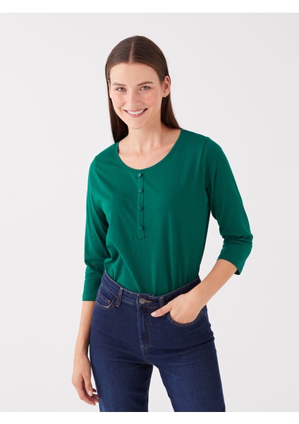 Yeni Sezon Kadın Bisiklet Yaka Düz Tişört