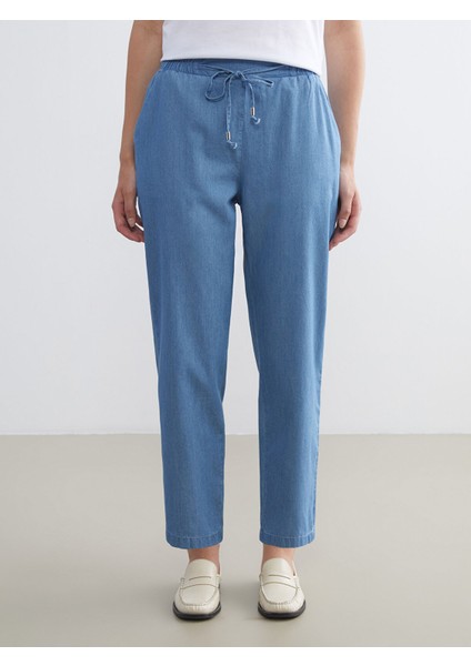 Yeni Sezon Beli Lastikli Carrot Fit Kadın Jean Pantolon modelleri