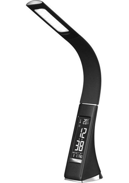 LED Masa Lambası, Göz Koruması Press Pressed Lamba Takvim Sıcaklık Çalar Saati Ofis, Yatak Odası ve Yurt, Siyah (Yurt Dışından)
