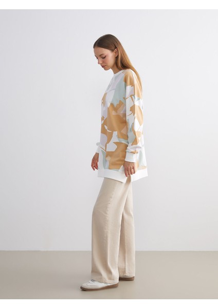Yeni Sezon Bisiklet Yaka Desenli Kadın Sweatshirt Tunik fiyatları