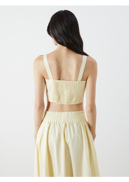Yeni Sezon Kare Yaka Askılı Poplin Crop fırsatları