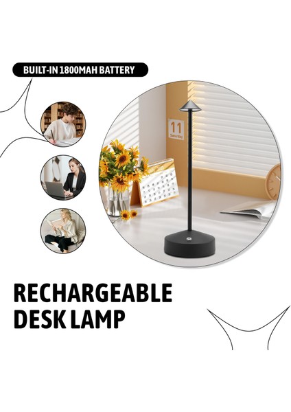 1800MAH Şarj Edilebilir LED Masa Lambası Modern Dokunmatik Ayar Masa Lambası Için Yatak Odası Restoran Dekorasyon Açık Siyah (Yurt Dışından) indirimleri