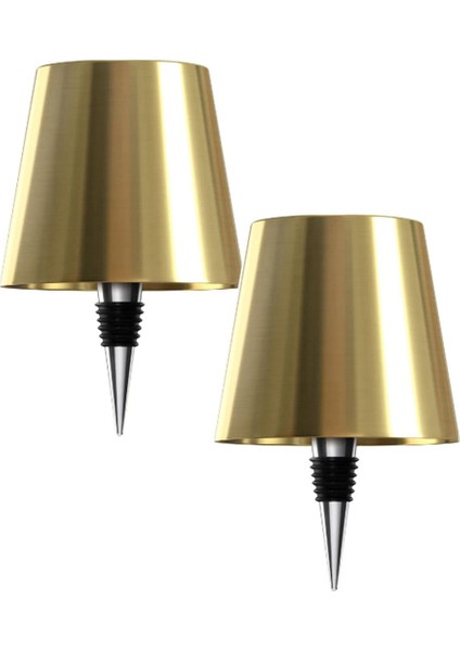 Kablosuz Şişe Lambası, 3 Renkli Basamaksız Karartma Lambası, Şarj Edilebilir Dokunmatik Lamba (2pcs-Gold) (Yurt Dışından)
