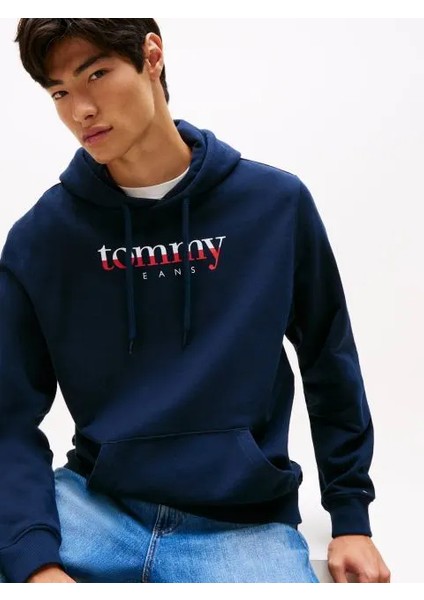 Tommy Hılfıger Erkek Marka Logolu Kapüşonlu Şık Görünüşlü Lacivert Sweatshirt DM0DM22113 C1G fiyatları