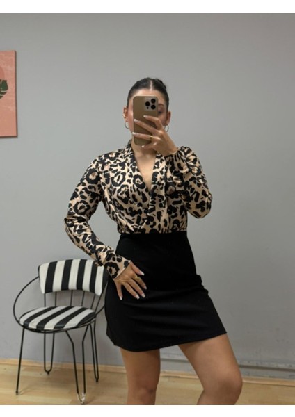 Eyesof Kadın Uzun Kollu Kruvaze Yakalı Üst Dalgıç Alt Ithal Krep Mini Elbise modelleri