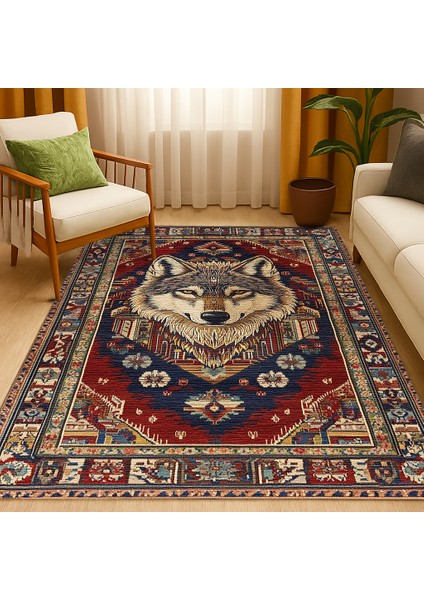 Lacivert ve Kırmızı Hayvan Figürlü Bohem Halı fiyatları