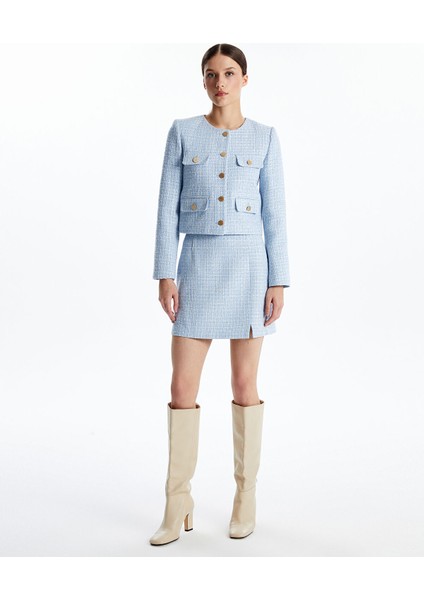 Yeni Sezon Bisiklet Yaka Ekose Kadın Tüvit Ceket indirimleri