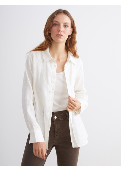 Yeni Sezon %100 Keten Kadın Gömlek