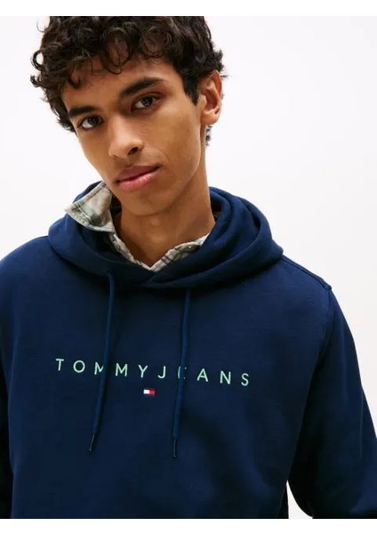 Tommy Hılfıger Erkek Marka Logolu Kapüşonlu Organik Pamuklu Kanguru Ceplli Günlük Kullanıma Uygun Mavi Sweatshirt DM0DM20746 0gy fiyatları