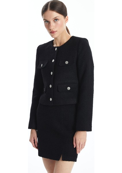 Yeni Sezon Bisiklet Yaka Ekose Kadın Tüvit Ceket modelleri