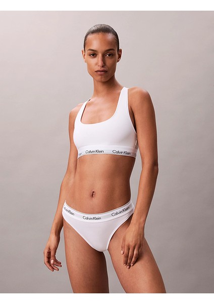 Calvın Kleın Kadın Marka Logolu Beyaz Elastik Bantlı Beyaz Sütyen LV00QF8493 100
