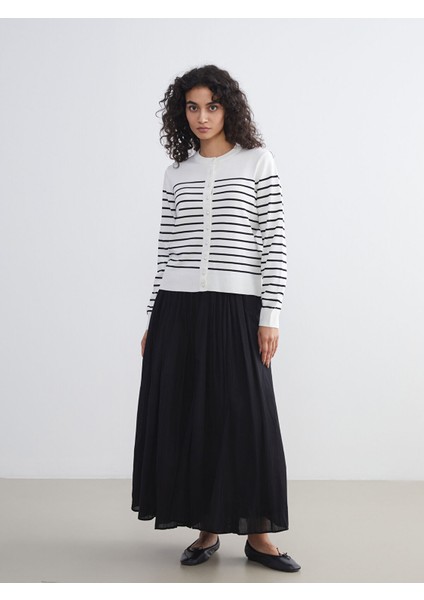 Yeni Sezon Bisiklet Yaka Çizgili Kadın Triko Hırka fiyatları