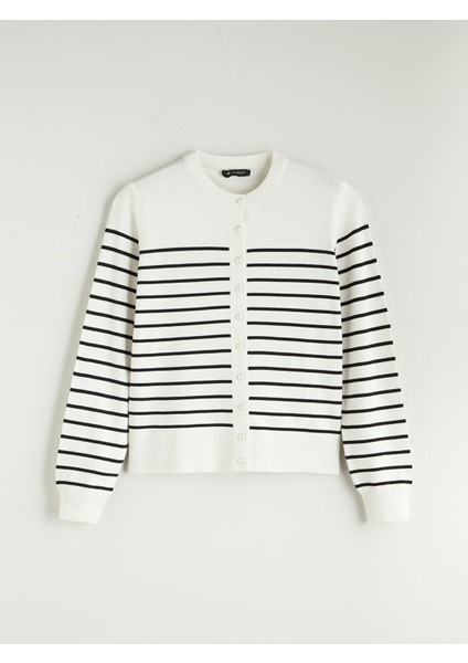 Yeni Sezon Bisiklet Yaka Çizgili Kadın Triko Hırka indirimleri