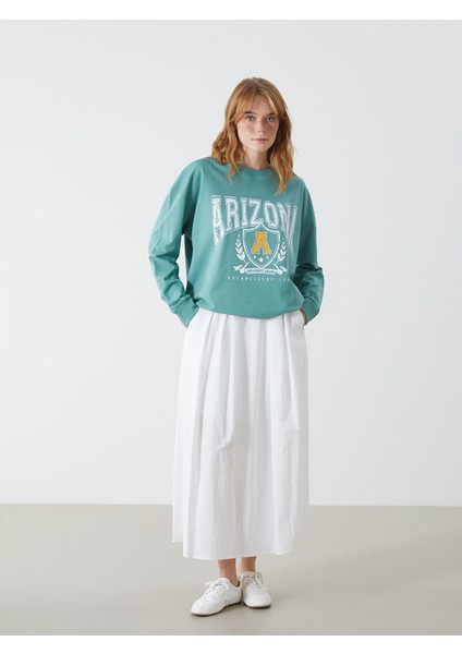 Yeni Sezon Bisiklet Yaka Baskılı Kadın Sweatshirt fiyatları