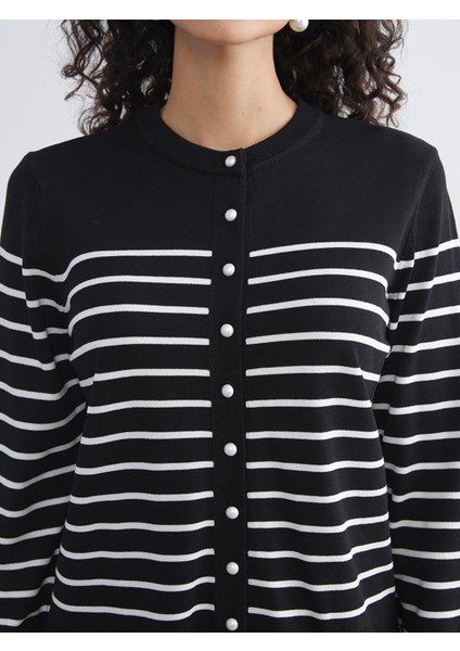 Yeni Sezon Bisiklet Yaka Çizgili Kadın Triko Hırka modelleri