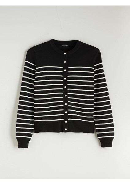 Yeni Sezon Bisiklet Yaka Çizgili Kadın Triko Hırka indirimleri