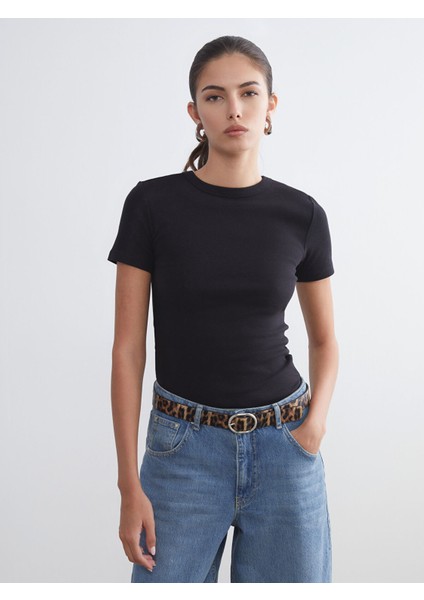 Yeni Sezon Bisiklet Yaka Kadın Tişört