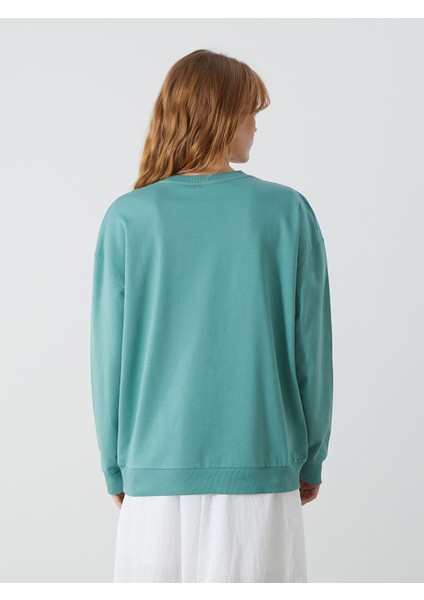 Yeni Sezon Bisiklet Yaka Baskılı Kadın Sweatshirt fırsatları
