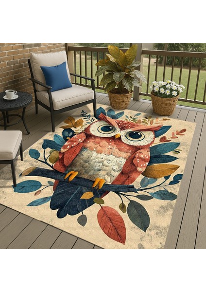 Baykuş Motifli Çocuk Halısı, Kaymaz Tabanlı, Oyun Odası İçin Eğlenceli fiyatları