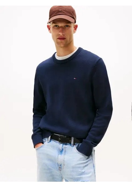 Tommy Hılfıger Erkek Marka Logolu Şık Görünüşlü Kış Kullanımına Uygun Lacivert Kazak DM0DM21787 C1G
