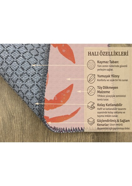 Pembe Zeminli Yengeç Desenli Çocuk Odası Halısı, Kaymaz Taban, Eğlenceli ve Dekoratif fırsatları