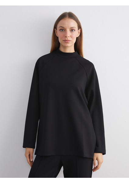 Yeni Sezon Dik Yaka Oversize Kadın Sweatshirt Tunik