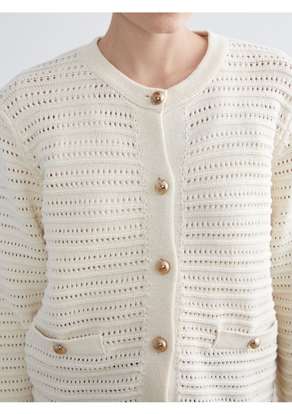 Yeni Sezon Bisiklet Yaka Ajurlu Kadın Triko Hırka modelleri