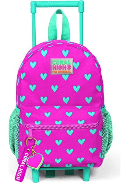 Pembe Kalp Baskılı Anaokul Çekçek Çantası Kız Çocuk İçin 22x33x10 cm fırsatları
