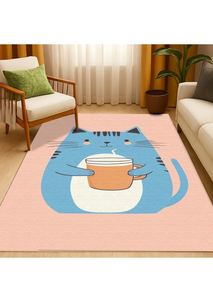 Eğlenceli Tatlı Hayvan Figürlü Çocuk Odası Halısı, Pembe Zemin, Kaymaz Taban ve Makinede Yıkanabilir fiyatları