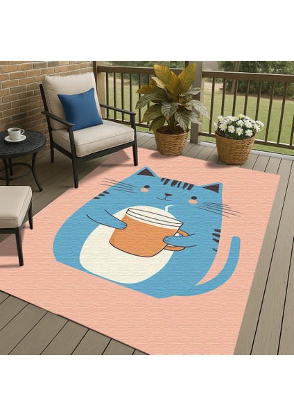 Eğlenceli Tatlı Hayvan Figürlü Çocuk Odası Halısı, Pembe Zemin, Kaymaz Taban ve Makinede Yıkanabilir fırsatları