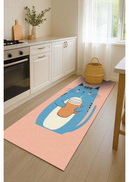 Eğlenceli Tatlı Hayvan Figürlü Çocuk Odası Halısı, Pembe Zemin, Kaymaz Taban ve Makinede Yıkanabilir