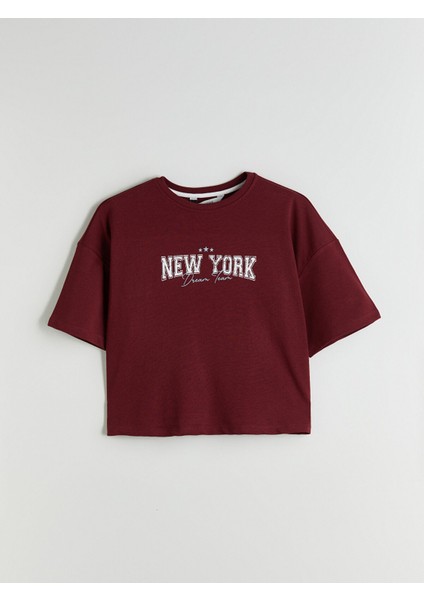 Yeni Sezon New York Baskılı Oversize Kadın Pijama Üst