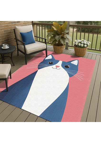 Çocuk Odası Halısı, Pembe Zemin, Tatlı Kedi Motifli, Kaymaz ve Yumuşak Dokulu fırsatları