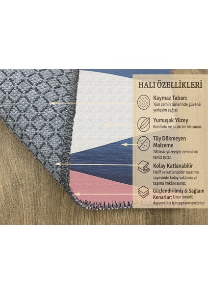 Çocuk Odası Halısı, Pembe Zemin, Tatlı Kedi Motifli, Kaymaz ve Yumuşak Dokulu modelleri