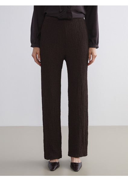 Yeni Sezon Beli Lastikli Dokulu Geniş Paça Kadın Pantolon fiyatları