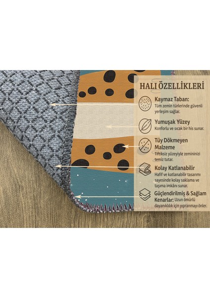 Mavi Zeminli Çocuk Odası Halısı, Kedi Figürlü, Yumuşak ve Makinede Yıkanabilir modelleri