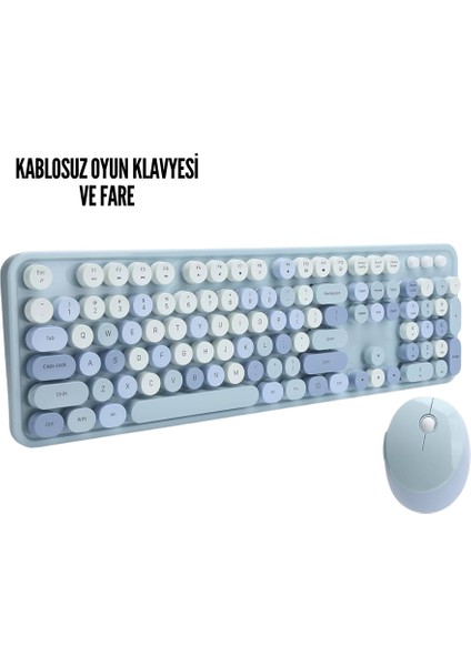 Kablosuz Klavye Mouse Seti Mavi