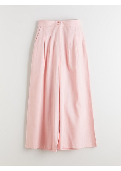 Yeni Sezon Keten Görünümlü Kadın Pileli Pantolon