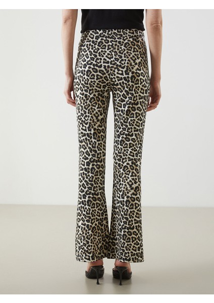 Yeni Sezon Beli Lastikli Leopar Desenli Kadın Pantolon fırsatları