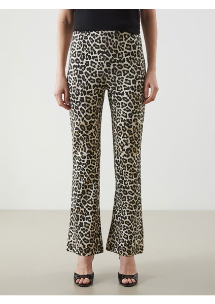 Yeni Sezon Beli Lastikli Leopar Desenli Kadın Pantolon fiyatları
