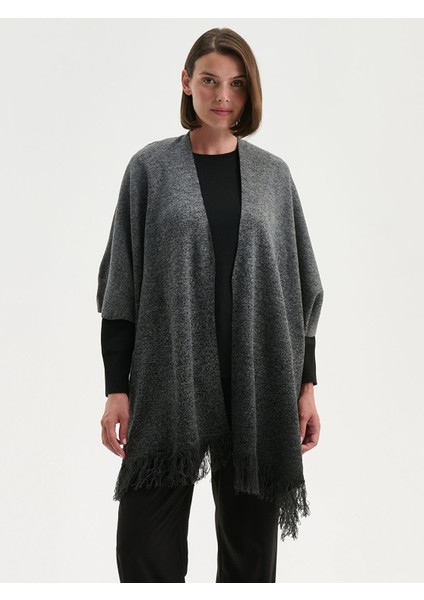 Yeni Sezon Şal Yaka Kadın Triko Panço