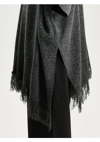 Yeni Sezon Şal Yaka Kadın Triko Panço modelleri