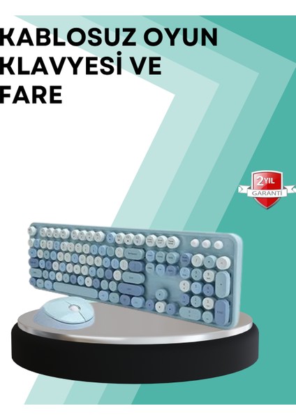 Kablosuz Klavye ve Mouse Seti – Sessiz Tuş, Retro Tasarım