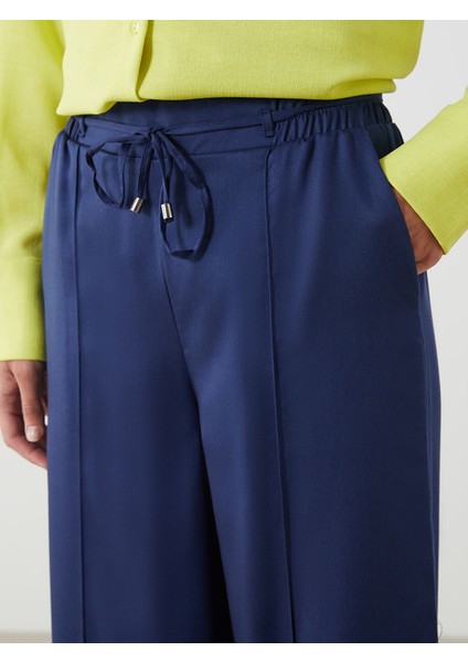 Yeni Sezon Beli Lastikli Geniş Paça Kadın Pantolon modelleri