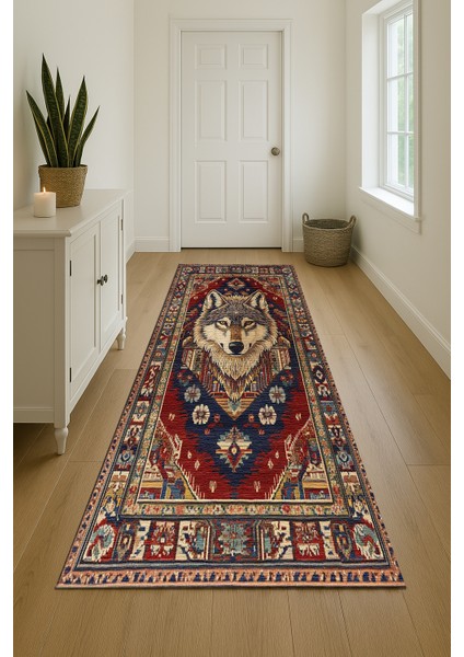 Lacivert ve Kırmızı Hayvan Figürlü Bohem Halı