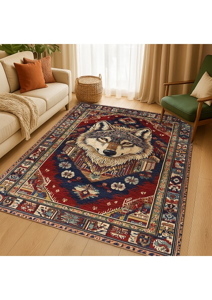 Lacivert ve Kırmızı Hayvan Figürlü Bohem Halı modelleri