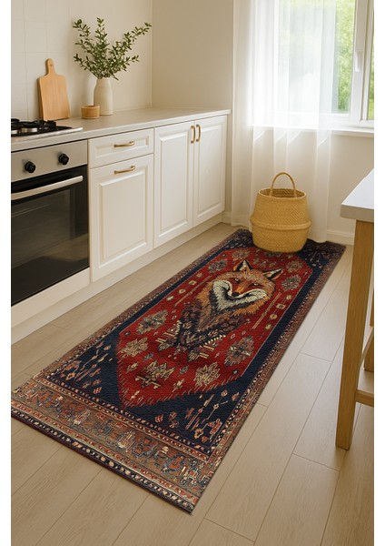 Lacivert-Kırmızı Hayvan Figürlü Bohem Salon Halısı, Şık ve Dekoratif indirimleri