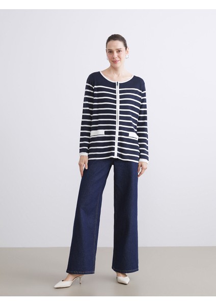 Yeni Sezon Bisiklet Yaka Çizgili Kadın Triko Hırka fiyatları