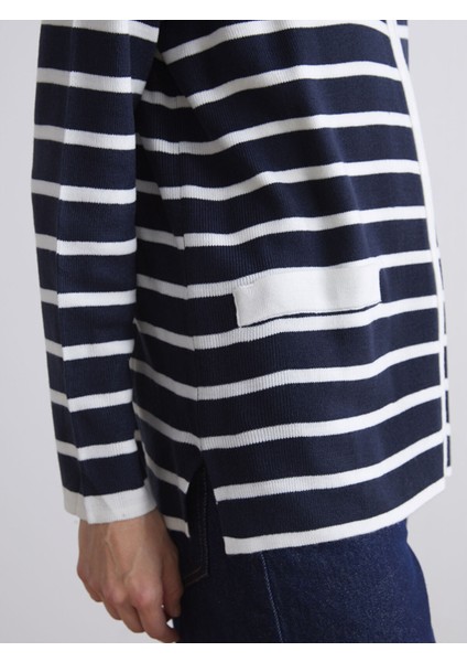 Yeni Sezon Bisiklet Yaka Çizgili Kadın Triko Hırka modelleri